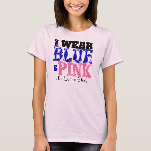 Persönlich bin ich mit blauem und rosa männlichem  T-Shirt (Vorderseite)