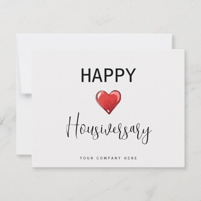 Persönlich gestaltetes Happy Housiversary Heart Re Karte (Vorderseite)