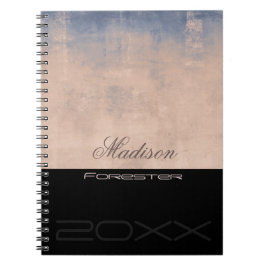 Persönlich gestylt Blue Rose Gold Mallow Black Notizblock