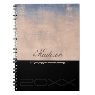 Persönlich gestylt Blue Rose Gold Mallow Black Notizblock