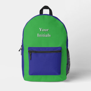 Persönlich mit Ihren Initialen Blau + Grün Bedruckter Rucksack