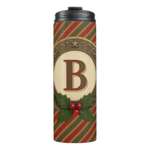 persönlich traditionell farbig Weihnachten gestrei Thermosbecher