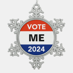 Persönliche Abstimmung 2024 Präsidentschaftswahlka Schneeflocken Zinn-Ornament