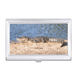 Persönliche Alligatorin Sonnenuntergang am See Visitenkarten Dose