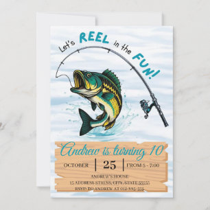 Persönliche Angelrute zum Spaß Angelfisch-Geburt Einladung