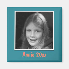 Persönliche Aquamarine Begrüßung von Foto und Text Magnet