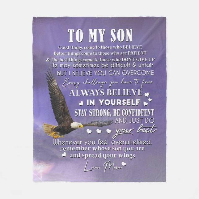 Persönliche auf meinen Sohn von Liebe Mama Geschen Fleecedecke (Vorderseite)
