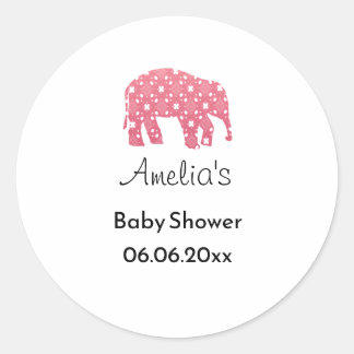 Persönliche Babyparty mit hübschem rosa Elefanten Runder Aufkleber