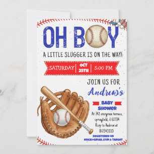 Persönliche Baseball-Baby-Party Little Slugger Einladung