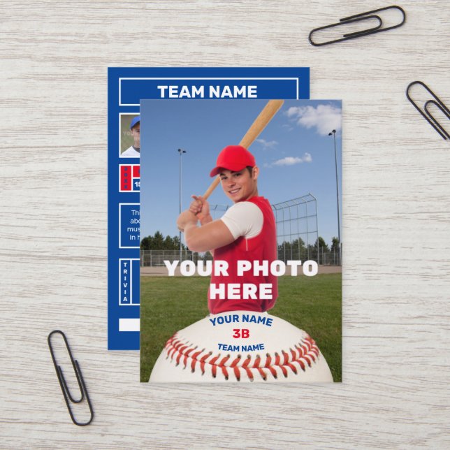 Persönliche Baseball-Karte (angepasste Batter-Stat Visitenkarte (Vorderseite/Rückseite Beispiel)