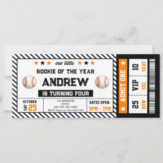 Persönliche Baseball-Ticket-Geburtstags-Einladung Einladung