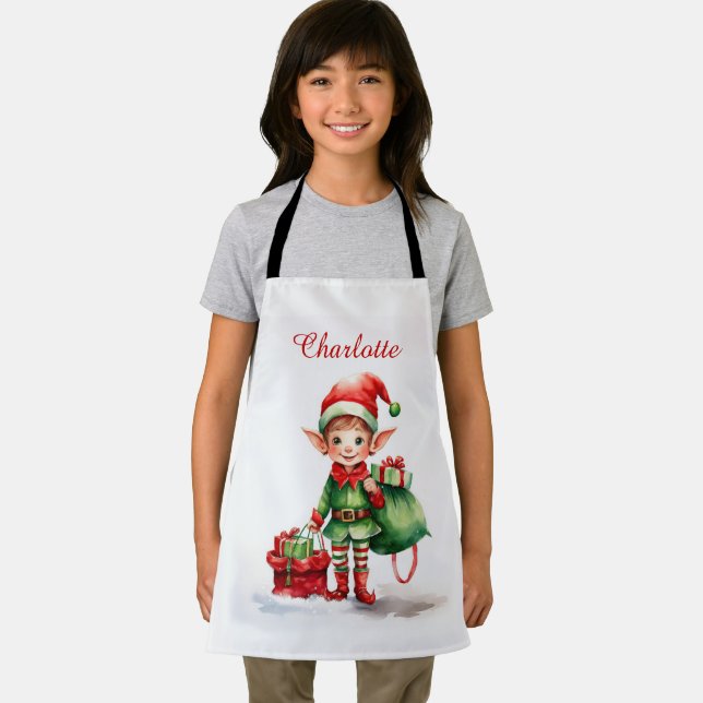 Persönliche Bezeichnung Weihnachtself mit Sack von Schürze (Insitu)