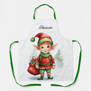 Persönliche Bezeichnung Weihnachtself mit Sack von Schürze