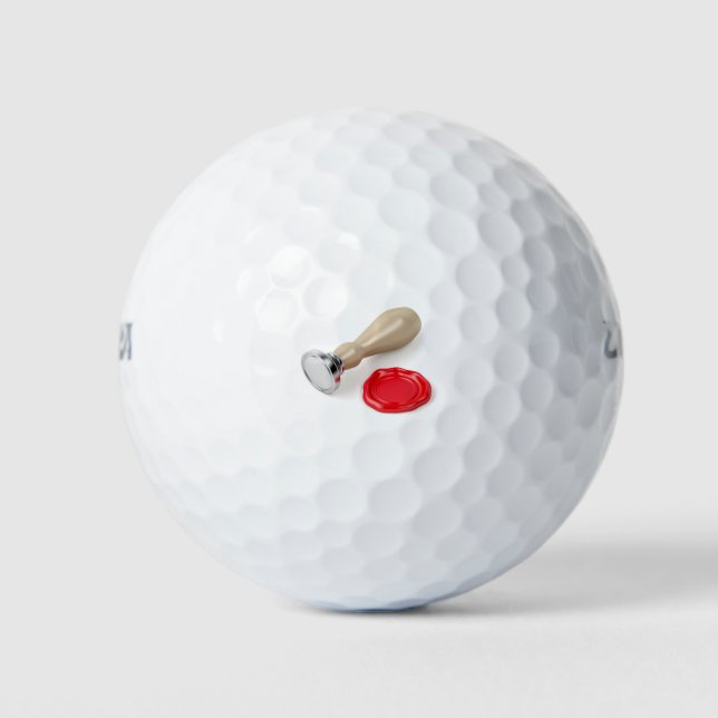 Persönliche Briefmarke und Siegel mit rotem Wachs Golfball (Vorderseite)