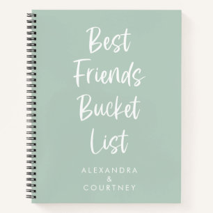 Persönliche Bucket List in Salbeigrün für beste Fr Notizbuch