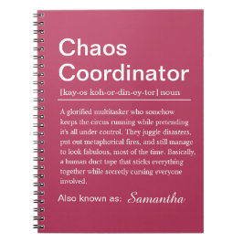 Persönliche Chaos-Koordinator Definition Notizblock