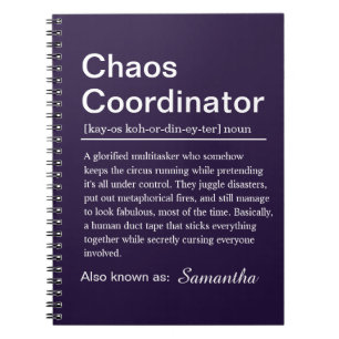 Persönliche Chaos-Koordinator Definition Notizblock