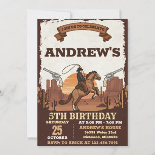 Persönliche Cowboy-Wild-Country-Western-Geburtstag Einladung