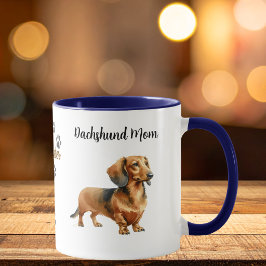 Persönliche Dackel-Mutter Pfotenabdrücke Braun Tasse
