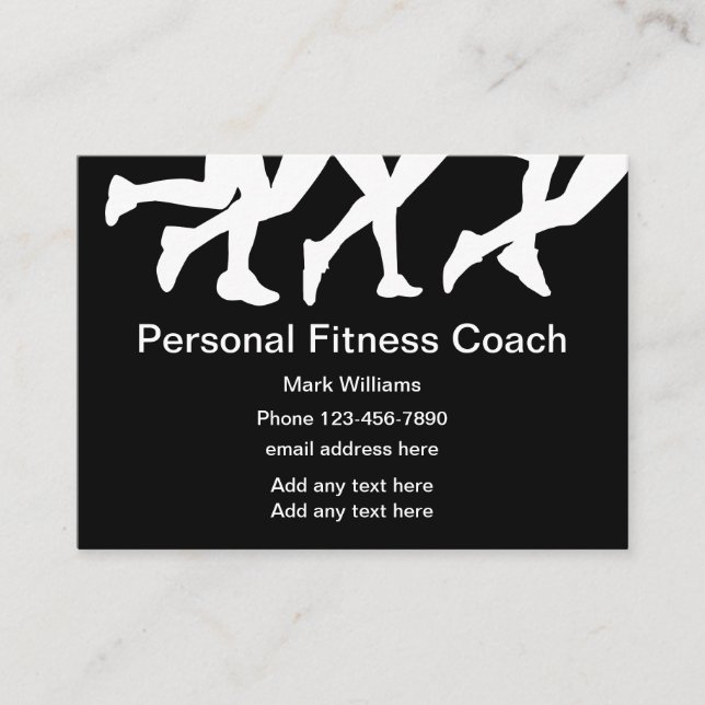 Persönliche Fitness Trainer Schwarz-Weiß Visitenkarte (Vorderseite)