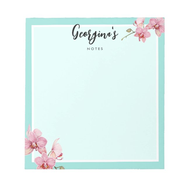 Persönliche Gestaltung der Blume Watercolor Pink M Notizblock (Vorderseite)
