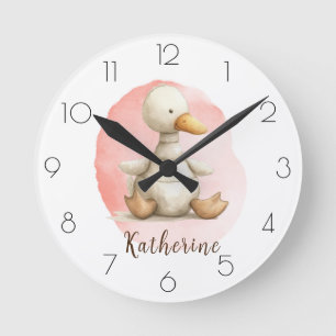 Persönliche Gestaltung des Kinderzimmer Duck Girl' Runde Wanduhr