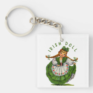 Persönliche Gestaltung des Retro Irish Doll Logos  Schlüsselanhänger