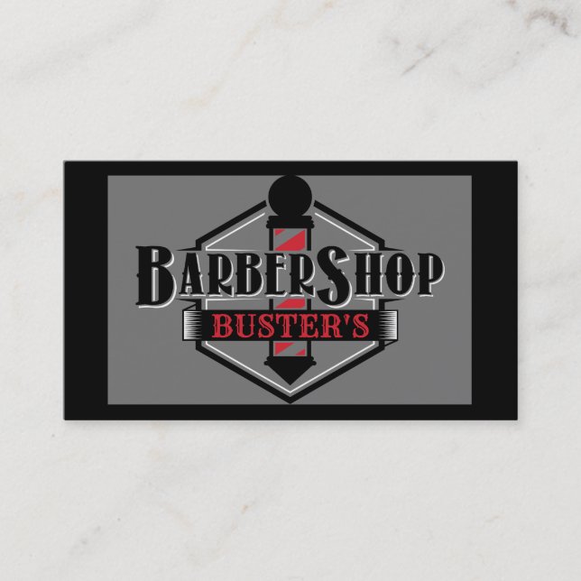 Persönliche Gestaltung des Schwarz-Rot-Barber-Logo Visitenkarte (Vorderseite)