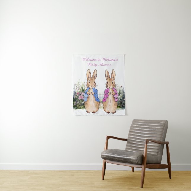 Persönliche Gestaltung Peter und Flopsy Baby Dusch Wandteppich (Beispiel)