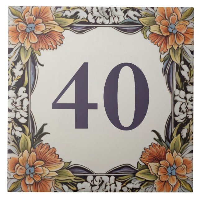 Persönliche Hausnummer Plate Hawaii Floral Plaque Fliese (Vorderseite)