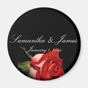Persönliche Hochzeit in Rot und Weiß-Rose Magnet
