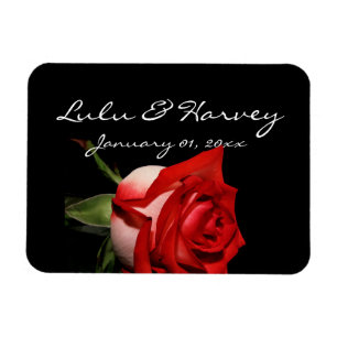 Persönliche Hochzeit in Rot und Weiß-Rose Magnet