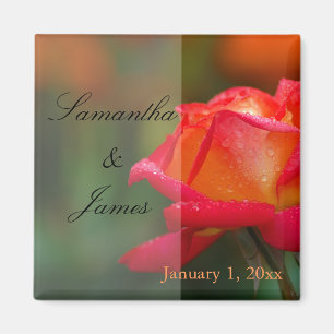 Persönliche Hochzeit von Rot und Gelb Rose Magnet