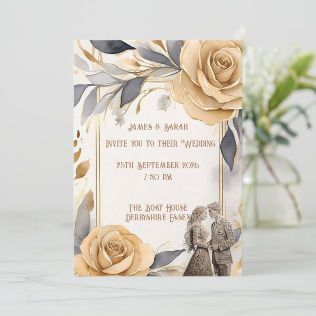 Persönliche Hochzeitscoupets Einladung (Stehend Vorderseite)