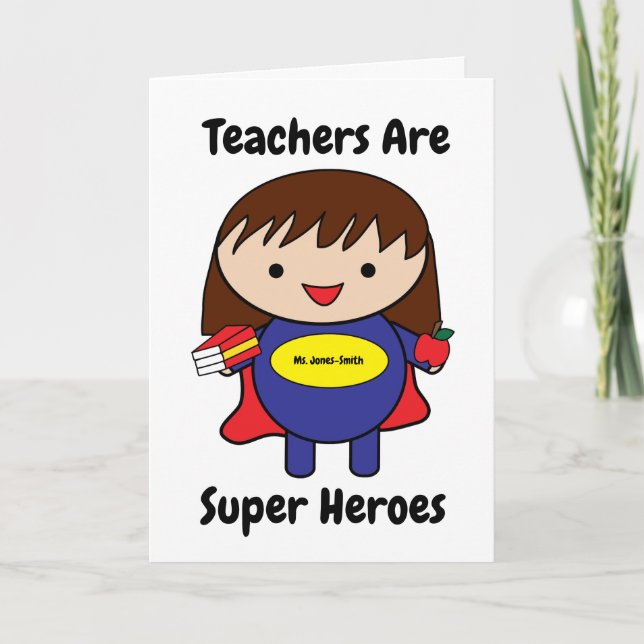 Persönliche Karte für weibliche Lehrerin Super Her (Vorderseite)