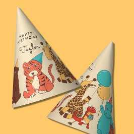 Persönliche Kindergeburtstagsfeier für wilde Tiere Partyhütchen