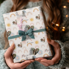 Persönliche Madrid Romance mit Fotos und Namen Geschenkpapier