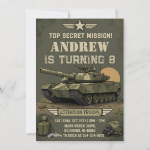 Persönliche Militärpanzer-Geburtstagsfeier Einladung