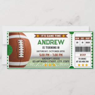 Persönliche moderne American-Football-Ticket-Gebur Einladung