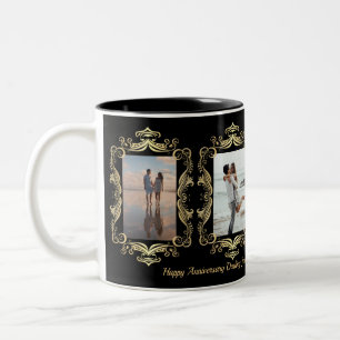 Persönliche Nachricht für Schwarz und Gold-FotoC Zweifarbige Tasse