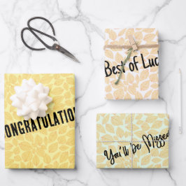 Persönliche Nachricht Golden Yellow Leaf Geschenkpapier Set