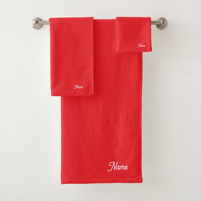 Persönliche personalisierte Red Gift Badhandtuch Set (Insitu)