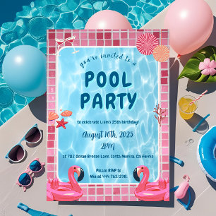 Persönliche Poolparty-Geburtstagseinladung Einladung