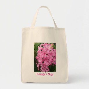 Persönliche rosa Hyazinthen Blumen Canvas-Taschen Tragetasche