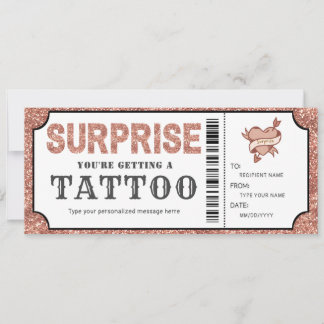 Persönliche Rose Gold Tattoo Geschenkgutschein Einladung
