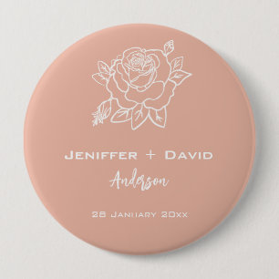 Persönliche Rosen-Skizze zur Hochzeit Button
