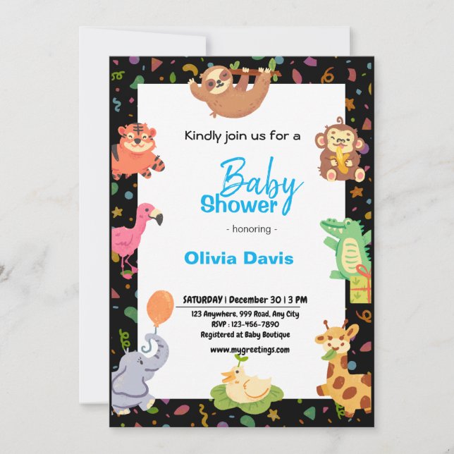 Persönliche Safari Baby Dusche Einladung (Vorderseite)