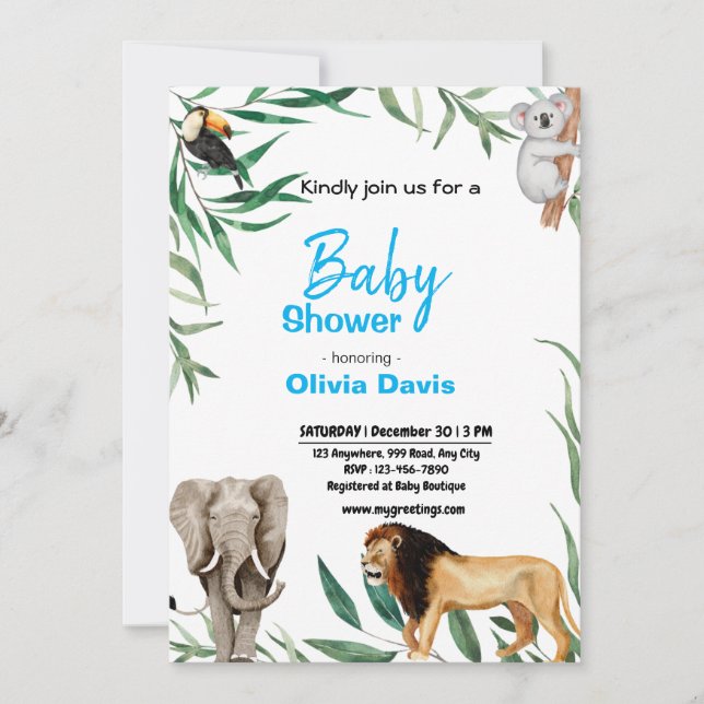 Persönliche Safari Baby Dusche Einladung (Vorderseite)
