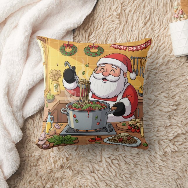 Persönliche Santa-Chef-Pasta-Nacht Kissen (Decke)