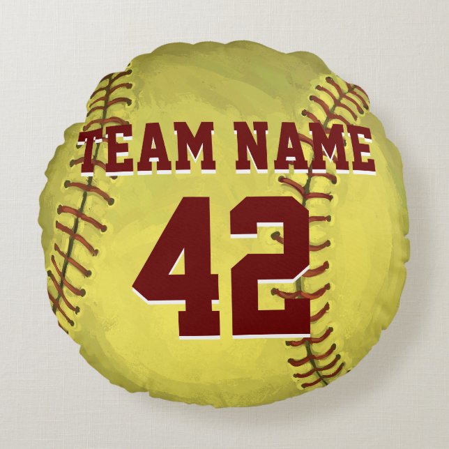 Persönliche Softball-Kunst Rundes Kissen (Vorderseite)